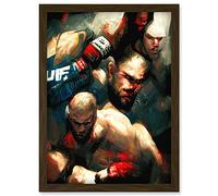 Doppelganger33 LTD Cage Fighting Abstract Oil Martial Arts Boxing Artwork Framed Wall Art Print A4