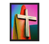 Doppelganger33 LTD Christian Modern Ethereal Crucifixion Cross Jesus Artwork Framed Wall Art Print 18X24 Inch