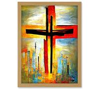 Doppelganger33 LTD Christianity Modern Cross Acrylic Artwork Framed A3 Wall Art Print