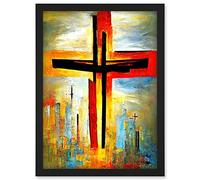 Doppelganger33 LTD Christianity Modern Cross Acrylic Artwork Framed A3 Wall Art Print