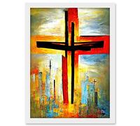 Doppelganger33 LTD Christianity Modern Cross Acrylic Artwork Framed A3 Wall Art Print