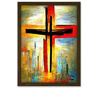 Doppelganger33 LTD Christianity Modern Cross Acrylic Artwork Framed A3 Wall Art Print