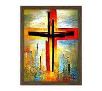Doppelganger33 LTD Christianity Modern Cross Acrylic Artwork Framed Wall Art Print 18X24 Inch