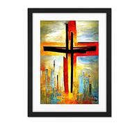 Doppelganger33 LTD Christianity Modern Cross Acrylic Artwork Framed Wall Art Print 18X24 Inch