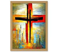 Doppelganger33 LTD Christianity Modern Cross Acrylic Artwork Framed Wall Art Print A4