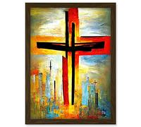 Doppelganger33 LTD Christianity Modern Cross Acrylic Artwork Framed Wall Art Print A4