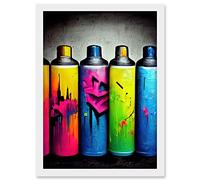 Doppelganger33 LTD Colour Spray Paint Graffiti Cans Street Illustration Artwork Framed A3 Wall Art Print