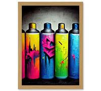 Doppelganger33 LTD Colour Spray Paint Graffiti Cans Street Illustration Artwork Framed A3 Wall Art Print