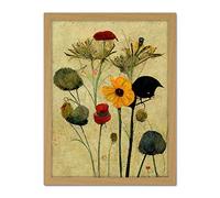 Doppelganger33 LTD Colourful Abstract Autumn Wildflowers Artwork Framed Wall Art Print 18X24 Inch