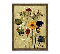 Doppelganger33 LTD Colourful Abstract Autumn Wildflowers Artwork Framed Wall Art Print 18X24 Inch