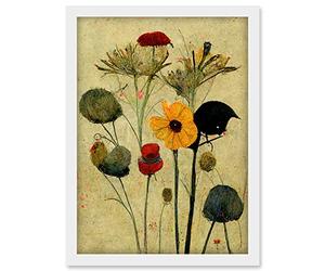 Doppelganger33 LTD Colourful Abstract Autumn Wildflowers Artwork Framed Wall Art Print A4