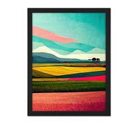 Doppelganger33 LTD Colourful Abstract Modern Country Landscape Multicoloured Artwork Framed Wall Art Print 18X24 Inch
