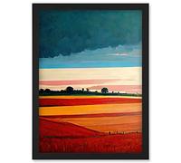 Doppelganger33 LTD Colourful Modern Countryside Landscape Multicoloured Artwork Framed Wall Art Print A4