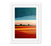 Doppelganger33 LTD Colourful Modern Countryside Landscape Multicoloured Artwork Framed Wall Art Print 18X24 Inch