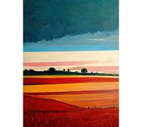 Doppelganger33 LTD Colourful Modern Countryside Landscape Multicoloured Large Wall Art Poster Print Thick Paper 18X24 Inch