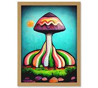 Doppelganger33 LTD Colourful Psychedelic Cartoon Mushroom Painting Artwork Framed A3 Wall Art Print