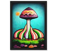 Doppelganger33 LTD Colourful Psychedelic Cartoon Mushroom Painting Artwork Framed A3 Wall Art Print