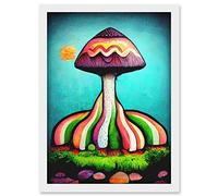 Doppelganger33 LTD Colourful Psychedelic Cartoon Mushroom Painting Artwork Framed A3 Wall Art Print