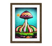 Doppelganger33 LTD Colourful Psychedelic Cartoon Mushroom Painting Artwork Framed Wall Art Print 18X24 inch