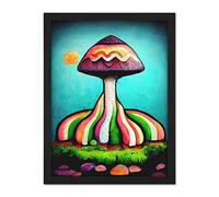 Doppelganger33 LTD Colourful Psychedelic Cartoon Mushroom Painting Artwork Framed Wall Art Print 18X24 inch