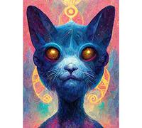 Doppelganger33 LTD Cosmos Astral Cat With Colourful Energy Frequencies Large Wall Art Poster Print Thick Paper 18X24 Inch