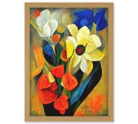 Doppelganger33 LTD Cubist Abstract Flower Bouquet Still Life Oil Painting Artwork Framed A3 Wall Art Print