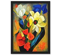 Doppelganger33 LTD Cubist Abstract Flower Bouquet Still Life Oil Painting Artwork Framed Wall Art Print A4