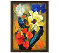 Doppelganger33 LTD Cubist Abstract Flower Bouquet Still Life Oil Painting Artwork Framed Wall Art Print A4