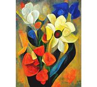 Doppelganger33 LTD Cubist Abstract Flower Bouquet Still Life Oil Painting Large Wall Art Poster Print Thick Paper 18X24 inch