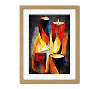 Doppelganger33 LTD Cubist Candles Flames Surrealist Still Life Oil Painting Artwork Framed Wall Art Print 18X24 Inch