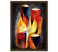Doppelganger33 LTD Cubist Candles Flames Surrealist Still Life Oil Painting Artwork Framed Wall Art Print A4