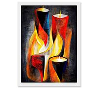 Doppelganger33 LTD Cubist Candles Flames Surrealist Still Life Oil Painting Artwork Framed Wall Art Print A4