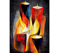 Doppelganger33 LTD Cubist Candles Flames Surrealist Still Life Oil Painting Large Wall Art Poster Print Thick Paper 18X24 inch