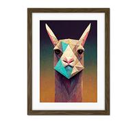 Doppelganger33 LTD Curious Llama Geometric Pastel Artwork Framed Wall Art Print 18X24 Inch