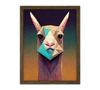 Doppelganger33 LTD Curious Llama Geometric Pastel Artwork Framed Wall Art Print 18X24 Inch