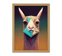 Doppelganger33 LTD Curious Llama Geometric Pastel Artwork Framed Wall Art Print 18X24 Inch