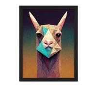 Doppelganger33 LTD Curious Llama Geometric Pastel Artwork Framed Wall Art Print 18X24 Inch