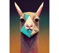 Doppelganger33 LTD Curious Llama Geometric Pastel Large Wall Art Poster Print Thick Paper 18X24 Inch