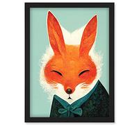 Doppelganger33 LTD Cute Fox In A Jacket Illustration Portrait Artwork Framed Wall Art Print A4