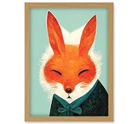 Doppelganger33 LTD Cute Fox In A Jacket Illustration Portrait Artwork Framed Wall Art Print A4