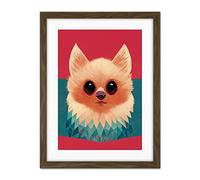 Doppelganger33 LTD Cute Geometric Pomeranian Dog Illustration Artwork Framed Wall Art Print 18X24 Inch