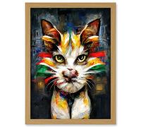 Doppelganger33 LTD Cute Ginger Street Cat With Big Eyes Artwork Framed A3 Wall Art Print