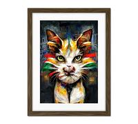 Doppelganger33 LTD Cute Ginger Street Cat With Big Eyes Artwork Framed Wall Art Print 18X24 Inch