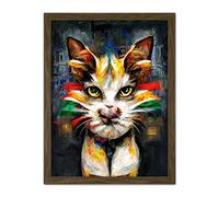 Doppelganger33 LTD Cute Ginger Street Cat with Big Eyes Artwork Framed Wall Art Print 18X24 inch
