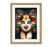Doppelganger33 LTD Cute Ginger Street Cat With Big Eyes Artwork Framed Wall Art Print 18X24 Inch