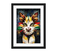 Doppelganger33 LTD Cute Ginger Street Cat With Big Eyes Artwork Framed Wall Art Print 18X24 Inch