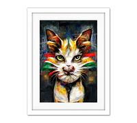 Doppelganger33 LTD Cute Ginger Street Cat With Big Eyes Artwork Framed Wall Art Print 18X24 Inch