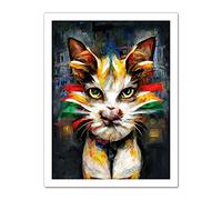 Doppelganger33 LTD Cute Ginger Street Cat with Big Eyes Artwork Framed Wall Art Print 18X24 inch