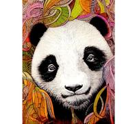Doppelganger33 LTD Cute Panda In Bright Colourful Pattern Jungle Leaves Illustration Large Wall Art Poster Print Thick Paper 18X24 Inch