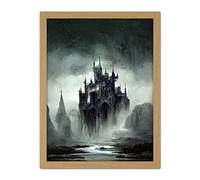 Doppelganger33 LTD Dark Gothic Castle Fantasy Landscape Artwork Framed Wall Art Print 18X24 Inch
